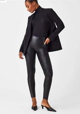 SPANX Moto Faux Leather Leggings, Sz S